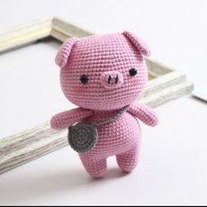 Fat Ya 코바늘 고양이 인형 새끼 제품 소재 뜨개질 비디오 취미용품 손뜨개 수제 곰 인형만들기 DIY 돼지 토끼 선물 패키지 도안 크로셰 만들기세트, 10.돼지 새끼 재료 팩