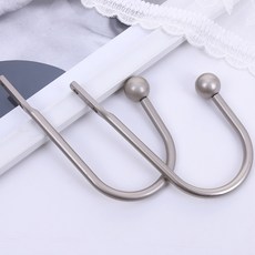 U자형 둥근머리 벽걸이 커튼월 후크창 장식 후크 벽걸이 금속 L자형 후크 장식 액세서리, 실버, 1개