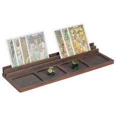 1개 우드 거치대 명함꽂이 직사각형 타로카드 카드 전시대 슬롯 28x10x2.8cm