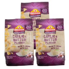 미션 토틸라 칩스 갈릭 앤 버터플레이버, 3개, 170g