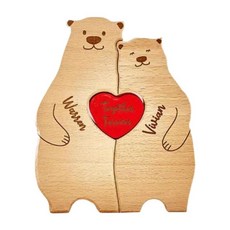 GHSHOP 곰 모양의 나무 예술 퍼즐 나무 장식 테이블 장식 나무 퍼즐 선물 ​​조각 집을위한 곰 가족 온난화, 2 곰, 12cmx15cmx2cm, 목재
