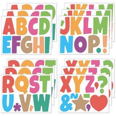 195개 게시판 편지 대형 스티커 4인치 자가 접착 비닐 방수 알파벳 포스터 편지함 교실 홈 데코 20 컬러풀, Colorful, 12