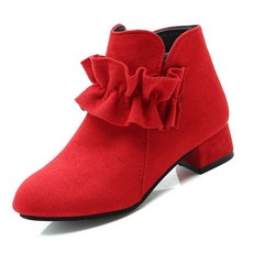 여아 방한 프릴 굽 구두 부츠 DZ-436