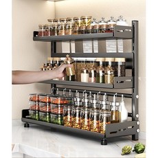 효율적인 주방 공간 활용을 위한 튼튼한 3단 선반 - 깔끔한 정리의 완성, 1개, 금속