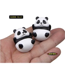 隨草憶境 圓滾滾胖嘟嘟可愛躺姿熊貓公仔擺件 實心創意卡通造景, 1個, 單入（高品質樹脂，底部含磁鐵）