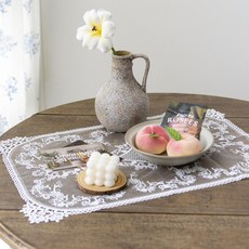 홈꼬세르테이블 화장대 협탁 레이스매트, 1개, 가로 60cm 세로40cm, 화이트