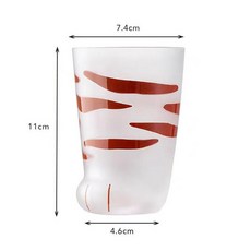 고양이 유리컵 발바닥 투명 인테리어 소품 선물용 물컵, 200mL 에서 400mL, 1개, 타이거 프린트 300ml 매트 텍스처