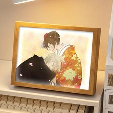 15종 led무드등 오늘부터 신령님 액자무드등 그림무드등 디오라마 토모에 미즈키 굿즈 원화 표지 명장면 액자무드등 led 조명 그림 조명액자 오신령, 18cm 24cm 나무테두리, PYJS-8