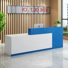 카운터 계산대 리셉션 캐셔 접수대 옷가게 병원 학원, 무광 블루 화이트 왼쪽 120x60x100cm