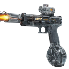 冰鼠電動水槍 火光發光燈光自動玩具水槍 兒童戲水玩樂必備, 灰色, 1個