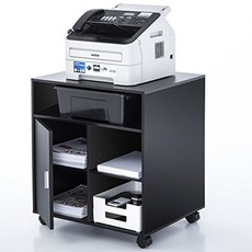 복합기 받침대 바퀴 테이블 파일 정리대 사무 복합기, 60x40x66 블랙 월넛