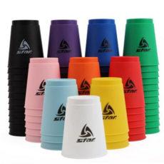 스피드 스태킹 컵 스포츠 교육용 쌓기 어린이 스태킹 컵 놀이 플라스틱 집중력 게임용 학습용 순발력 활동, 레드12p, 1개