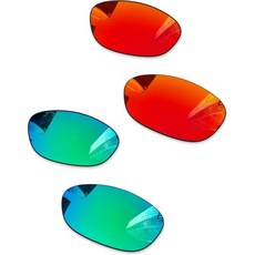 오클리 몬스터 독 선글라스 표준용 편광 교체 렌즈 2776853, 2 쌍, 불꽃 빨강 + 초록