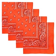 Motique Accessories 네온 페이즐리 반다나 - 4개 세트 옐로우 핑크 265449 4417551825, 네온 오렌지