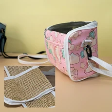 휴대용 애완 동물 새장 앵무새 통기성 및 분리형 햄스터 비행 캥거루 여행 가방 애완 동물 액세서리 기니피그 가방, [01] Scarlet