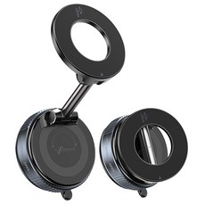 비티냐 360도 회전 접이식 진공 흡착 맥세이프 핸드폰 거치대 다이얼형, 1세트, 매트블랙