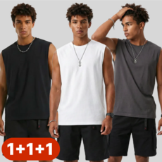 데이그린 남자 나시티 오버핏 민소매 3종세트 DGT051