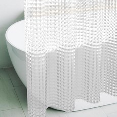 Eazzier Bath 좁은 사이즈 - 3D 크리스탈 투명 플라스틱 샤워 커튼 라이너 91.4x182.9cm(36x72인치) 얇은 경량 아이스 큐브 플라스틱 샤워 내부 커튼, A-투명