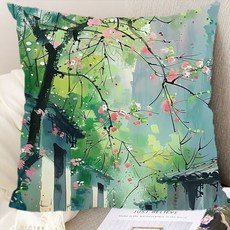 아름다운 꽃패턴 소파쿠션 양면 소파 쿠션 솜 포함 세탁가능 고탄력 청소년 꽃쿠션 가족 모임용 다기능 꽃쿠션 트렌디한 스타일, 9, 40 x 40CM (솜포함 양면쿠션)