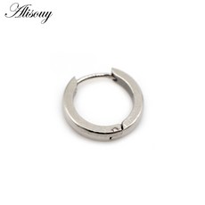 Alisouy 2PC 힙합 골드 컬러 후프 귀걸이 여성 블랙 실버 펑크 반지 남자 서클 고리 쥬얼리, 03 Steel Color, 01 CHINA, 14 Width 2mm-Dia 7mm