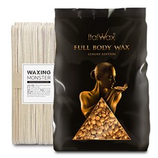 이탈왁스 하드 펠렛 클레오파트라 풀바디 왁스 + 왁싱몬스터 스파츌라 L 100개입, 1kg, 1개