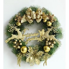 聖誕裝飾 聖誕佈置 聖誕花環 聖誕節裝飾品 門掛飾, 金鹿 (40cm), 1個