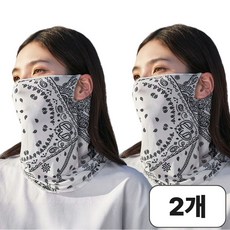 모브누아 자외선 차단 페이즐리 스카프 마스크 골프 햇빛가리개 남녀, 화이트+화이트, 1개
