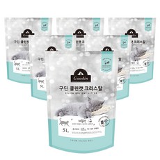 구딘 고양이 클린캣 크리스탈 실리카 배변모래, 5L, 6개, 레몬향