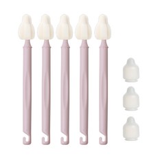 하이비 몽글이 젖병 젖꼭지 텀블러 세척솔, 1세트, 롱미니솔5P+먼지캡3P / 인디핑크