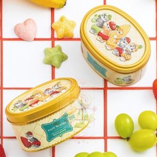 일본 쇼후도 고양이 발톱 바나나 추천 초콜릿 고양이 기념품 후쿠 샌디 딸기 젤리, 1개, E. 과일 혼합맛 젤리 5개입 철제 상자