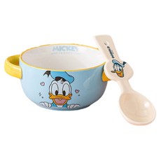 StarR 디즈니 세라믹 양수 볼 + 숟가락 세트, 1세트, 도널드