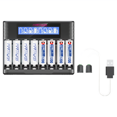 martinweb二代1.5V磁吸充電鋰電池液晶充電器套裝(1.5V/1.2V通用)3號/4號, 1個, 8個裝