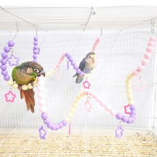 앵무새장난감 블링블링 별사탕 횃대 새 새장 용품 훈련 놀이터 코뉴어 퀘이커 왕관 모란, 1개, M