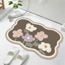 Sugar Jenny花朵珪藻土浴室廁所腳踏墊, 3.棕色粉彩