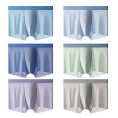 MOY 남성용 노라인 심리스 무봉제 스판 쿨팬티 남성드로우즈 여름 퀵드라이 드로즈 팬티 6P