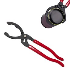 kbaey 12인치 조절식 오일 필터 플라이어 긴 손잡이가 액세서리(빨간색) 있는 렌치 트럭의 도구 및 자동차 제거 필터용 범용 엔진, Red, 1개