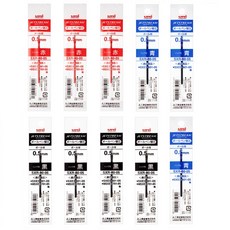 유니 제트스트림 리필심 SXR-80-05 혼합색상 10개 3색펜 4색펜 멀티펜 전용 0.5mm, 0.5 세트 10개 (흑4+청3+적3)