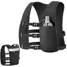 NOOLA 500ml 소프트 플라스크가 있는 러닝 조끼 남성 및 여성용 경량 러닝 하이드레이션 조끼 조절 가능한 반사 워터 백팩 하이킹 사이클링 마라톤 트레일 레이스용 휴, 블랙