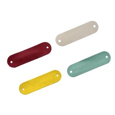 수제 의류 가방 모자 스카프용 가죽 라벨에 7x2cm 봉제 구멍이 있는 4Pcs 가죽 공예 라벨, 살구색 빨강 노랑 c