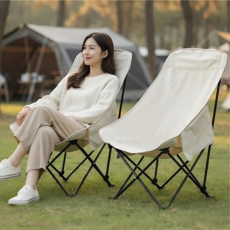 캠프텐버 아웃도어 릴렉스 접이식 캠핑 의자, 2개, 베이지