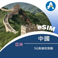 中國旅遊5G高速吃到飽 eSIM，免換卡亞洲暢遊網路，商務旅行首選, 1個, 4天, 5G高速吃到飽