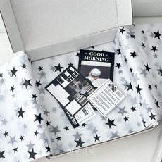 黑色星星雪梨紙 包裝紙 高級拷貝紙 手帳禮品包裝 50x70cm, 1個, 黑色星星雪梨紙 10張/包