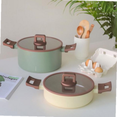 예쁜투톤냄비 편수 2P 예쁜냄비 인덕션겸용 실리콘림 세트 양수 59000EA 1EA, 에지리 카라멜로 냄비, 2종 (20양+24양)