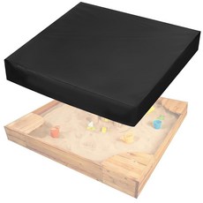 CADUFUELLY 152.4 x 152.4 x 19.8cm(60 x 60 x 7.8인치) 샌드박스 커버 블랙 420D 옥스포드 원단 방수 볼풀 커버 야외 샌드박스 수영, CADUFUELLY 152.4 x 152.4 x 19.