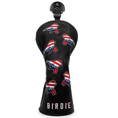 골프 헤드 커버 드라이버 3 우드 헤드커버 하이브리드 자수 미국 국기 버디 디자인 클럽 가죽 (말렛 퍼터 커버용), 하이브리드-블랙(1개)