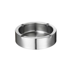 紅銅色金屬菸灰缸，加厚耐用復古拉絲表面，四菸槽設計安全易清潔, 銀白色加厚煙缸17cm, 1個