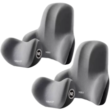 로엘카스튜디오 프리미엄 메모리폼 차량용 목 허리 쿠션 세트, 2세트, 그레이