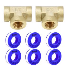 JG철물스토어 (정품) 국산 KS 규격 황동 신주 15A 사이즈 T 정티 t 개 테프론 6개 묶음, 1세트