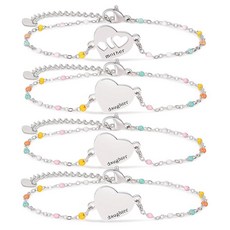 ECLATIS DS 어머니 딸 디자인 팔찌 세트 18k도금 금 도금 스테인리스 스틸 하트 하이퀄리티 주얼리 여성 여아용 어머니/딸을 위한 어머니의 날 특별한 선물 엄마와, 실버-3