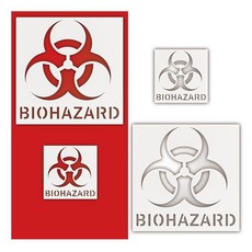 생물학적 위험 심볼 재사용 가능한 스프레이 스텐실 4개 29.8 x 29.8cm(11.75 11.75인치) 독성 폐기물 그래피티 사인 드로잉 오염 영역 템플릿 카드 DIY 공